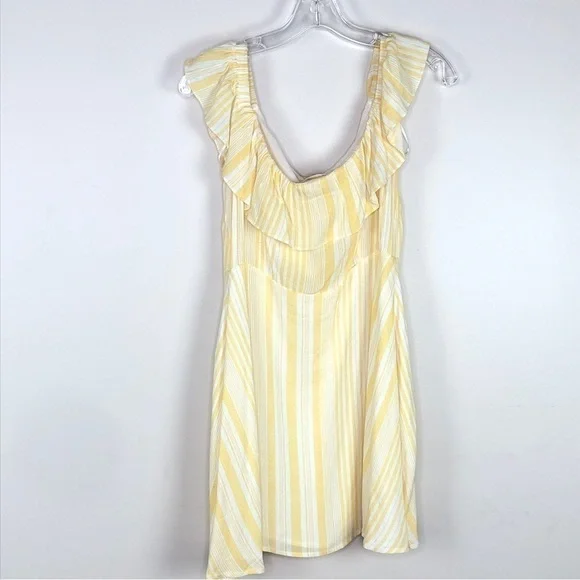 impeccable pig yellow striped a-line off the shoulder belle inspired dress - Picture 6 of 7
